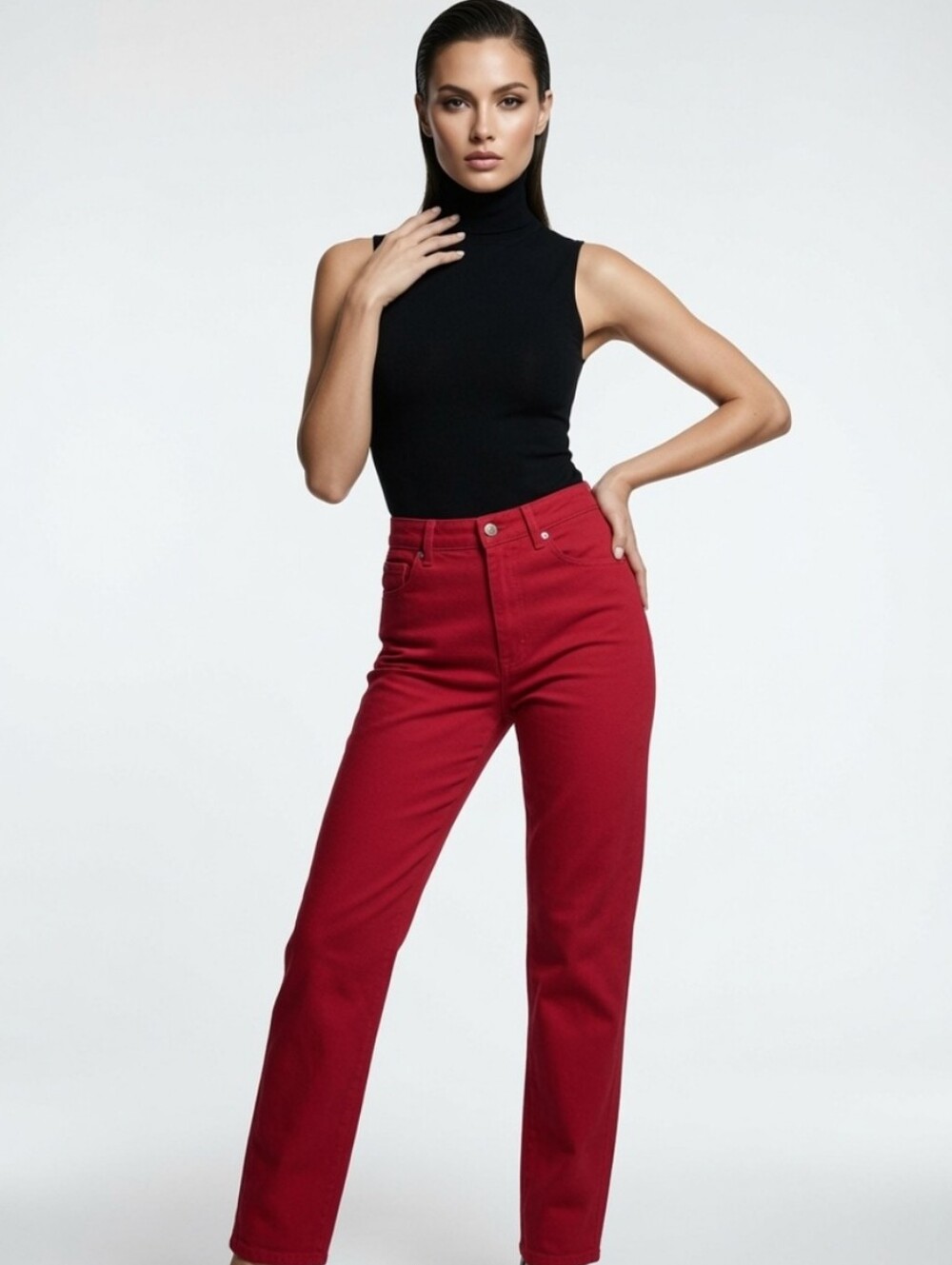 Nwt Women Sierra Weat Cotton Red Straight-Leg Jeans (Size: 10)
